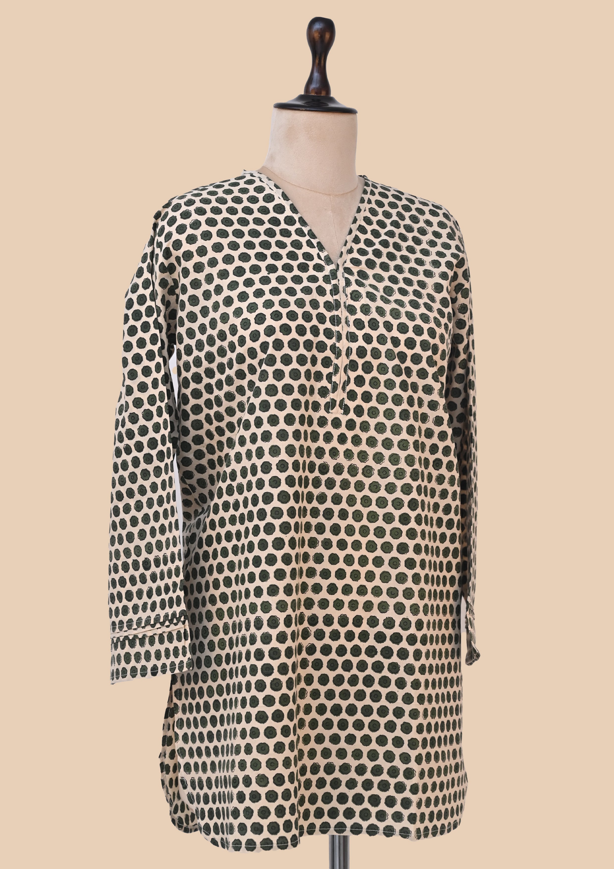 Green Kalamkari Bagru Kurti Set