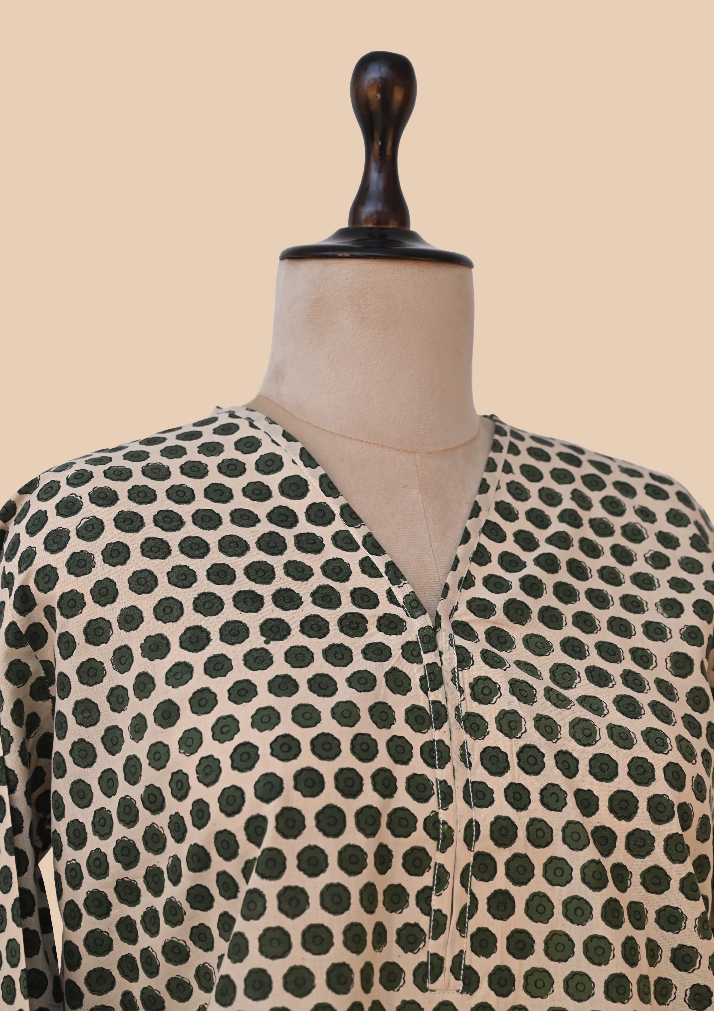 Green Kalamkari Bagru Kurti Set