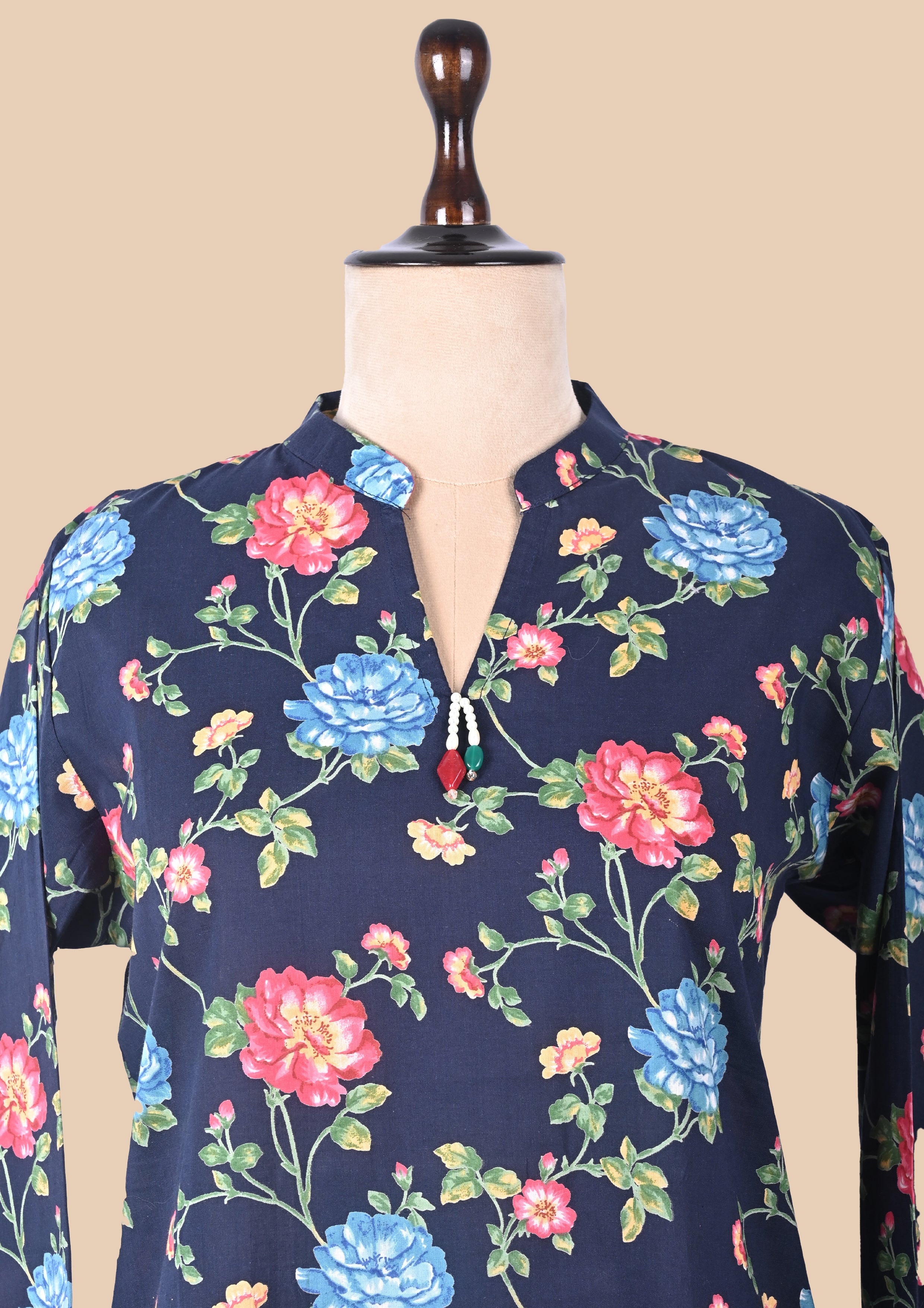 Blue Cambric Cotton Kurta Set