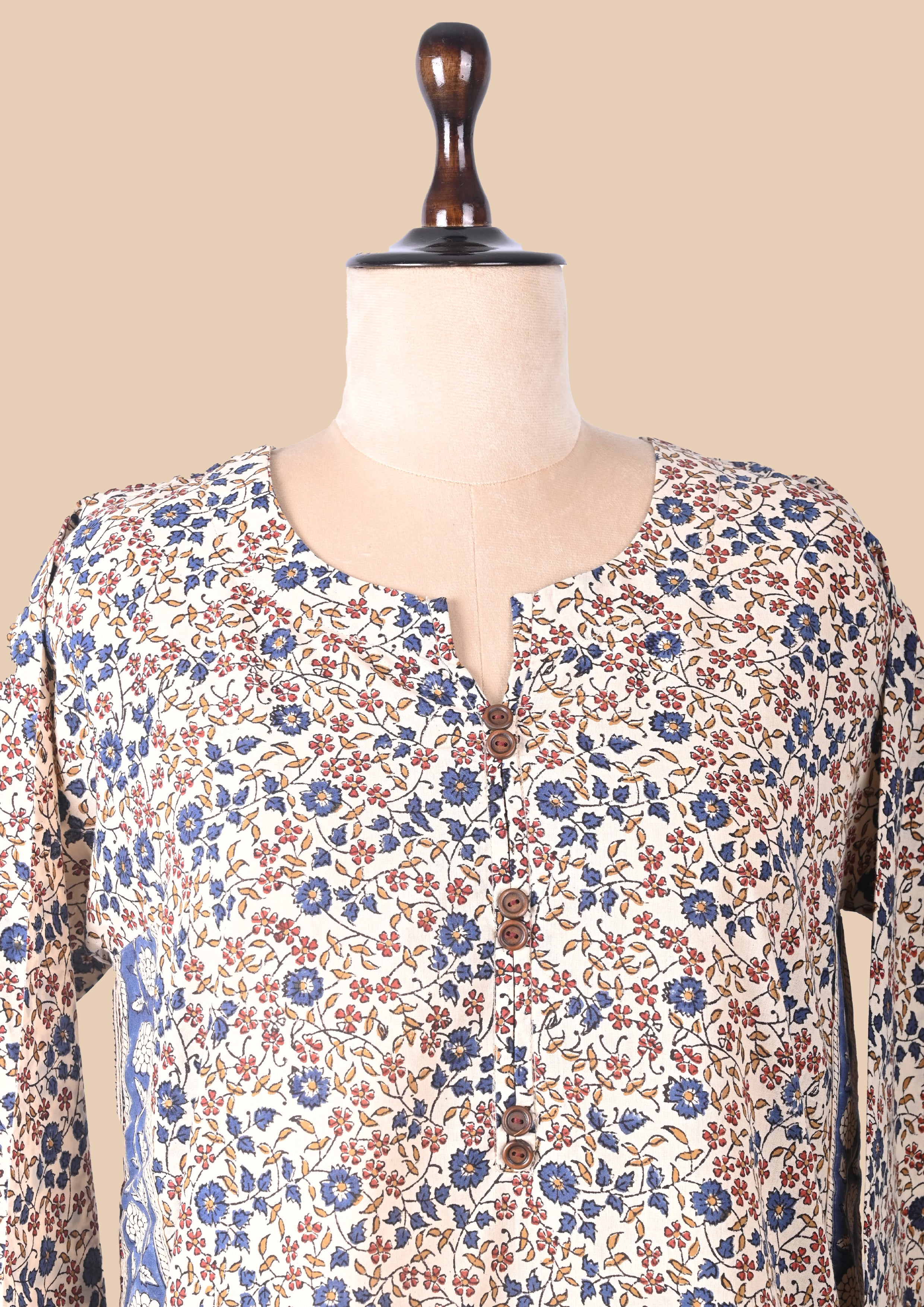 Blue Kalamkari Bagru Block Print Kurta Set