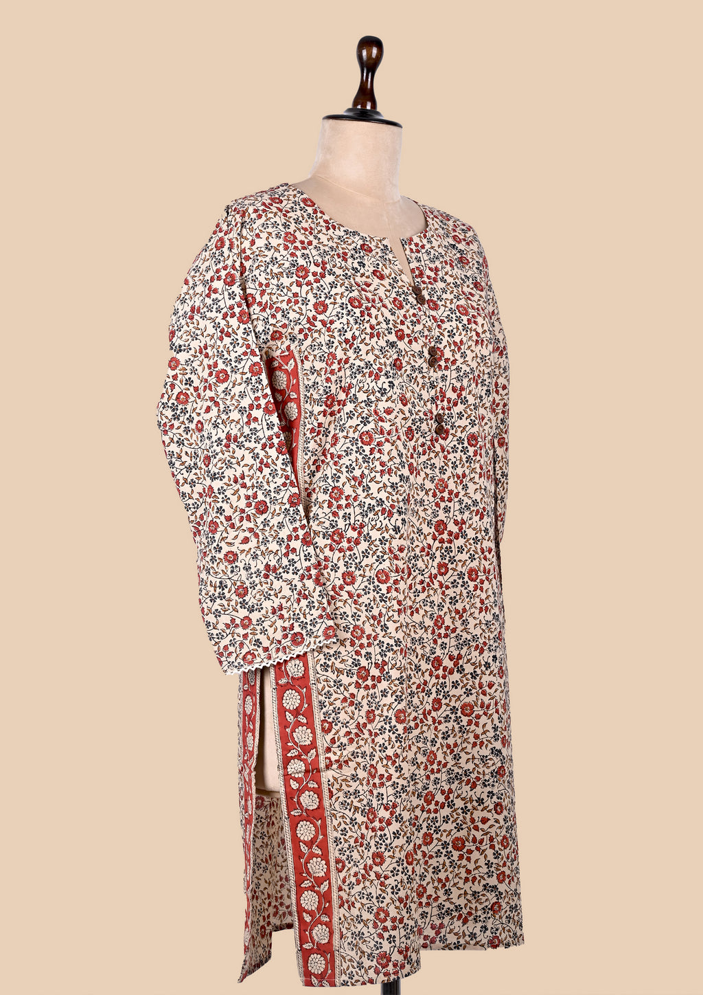 Red Kalamkari Bagru Block Print Kurta Set