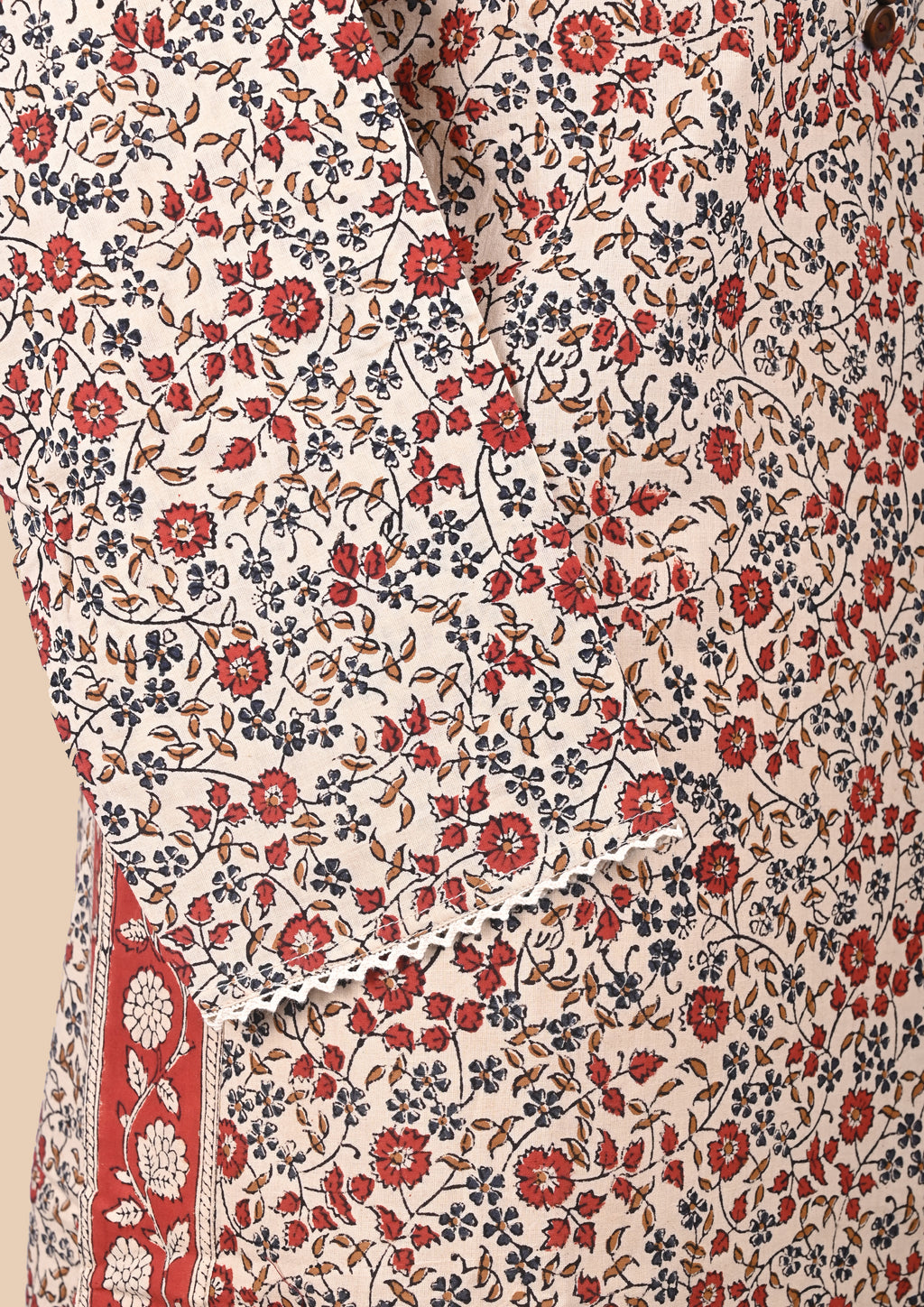 Red Kalamkari Bagru Block Print Kurta Set