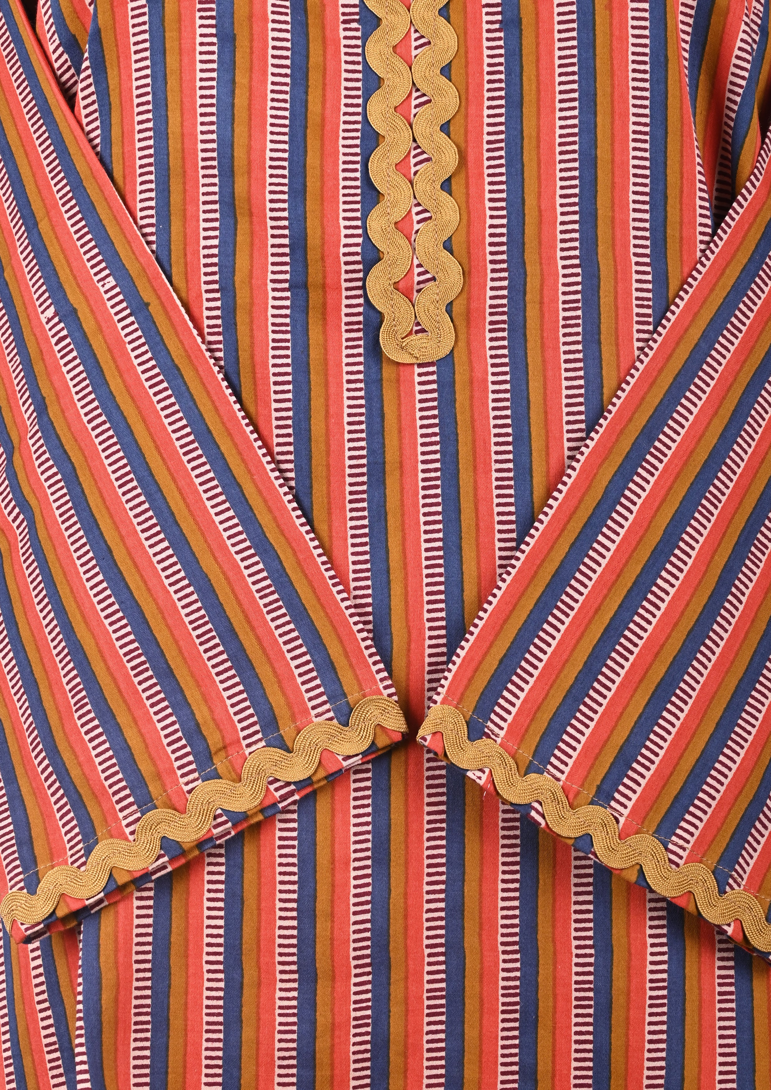 Orange Blue Cotton Satin Kurta